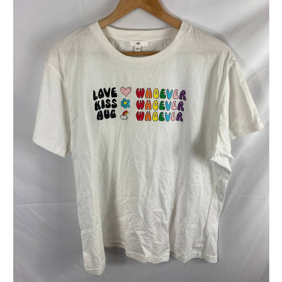 NWOT BP. Be ProudG ender Inclusive Graphic Tee In White Multi Love Kiss Hug L - Picture 2 of 3
